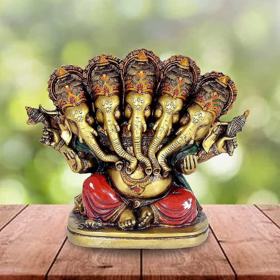 Resin Panchmukhi Ganesh Statue