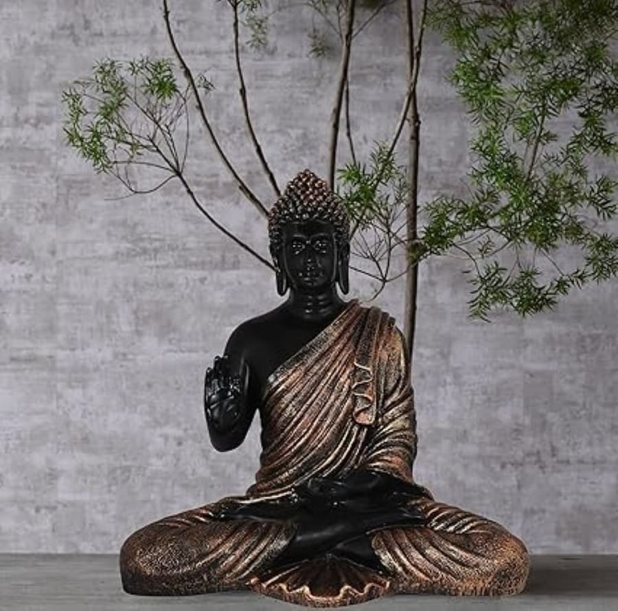 SMD Black And Gold Shading Resin Buddha Statue