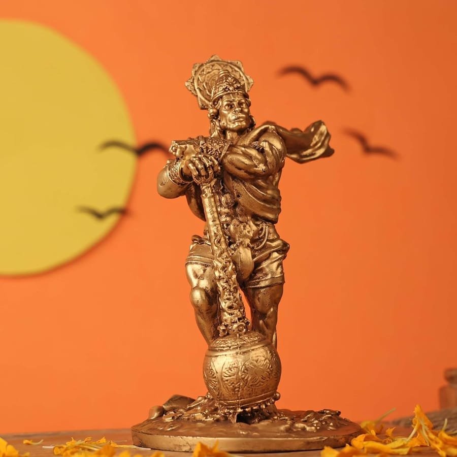 Gold Bahuwali Hanuman Statue