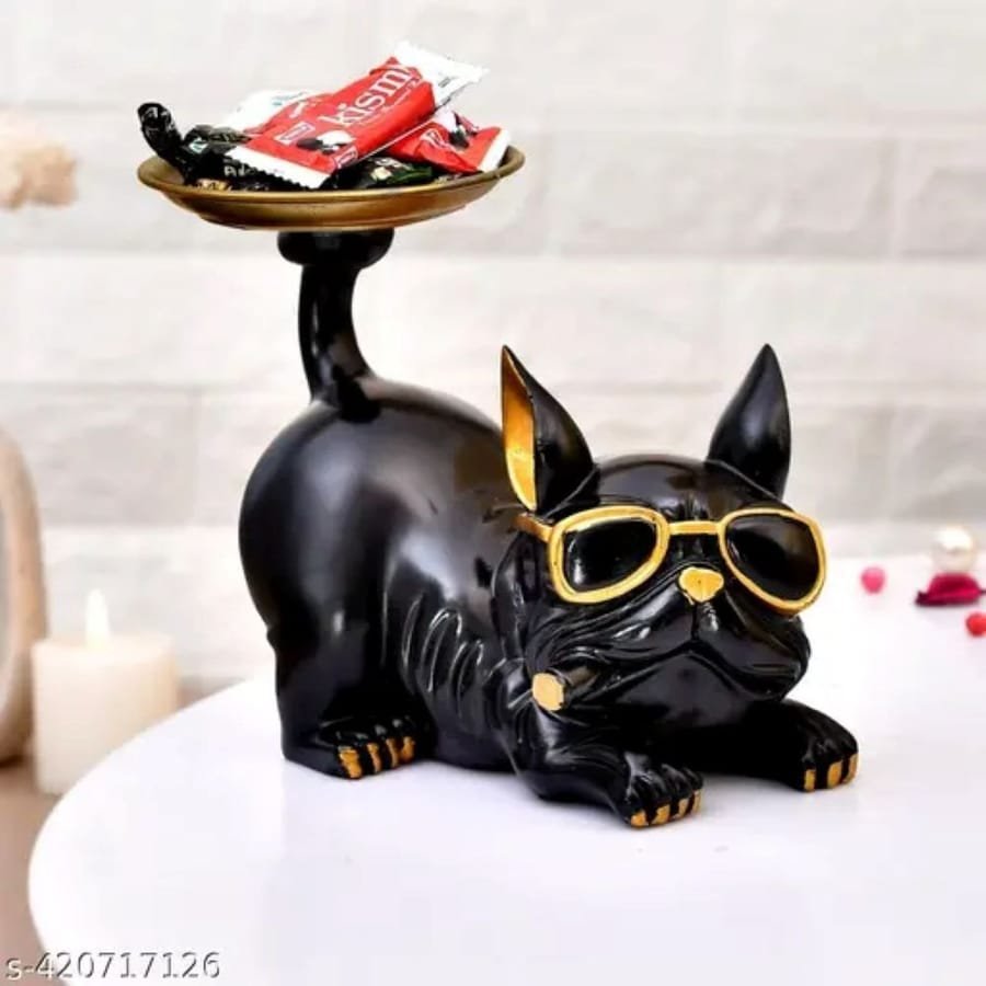 Sutta Dog Platter Resin Statue