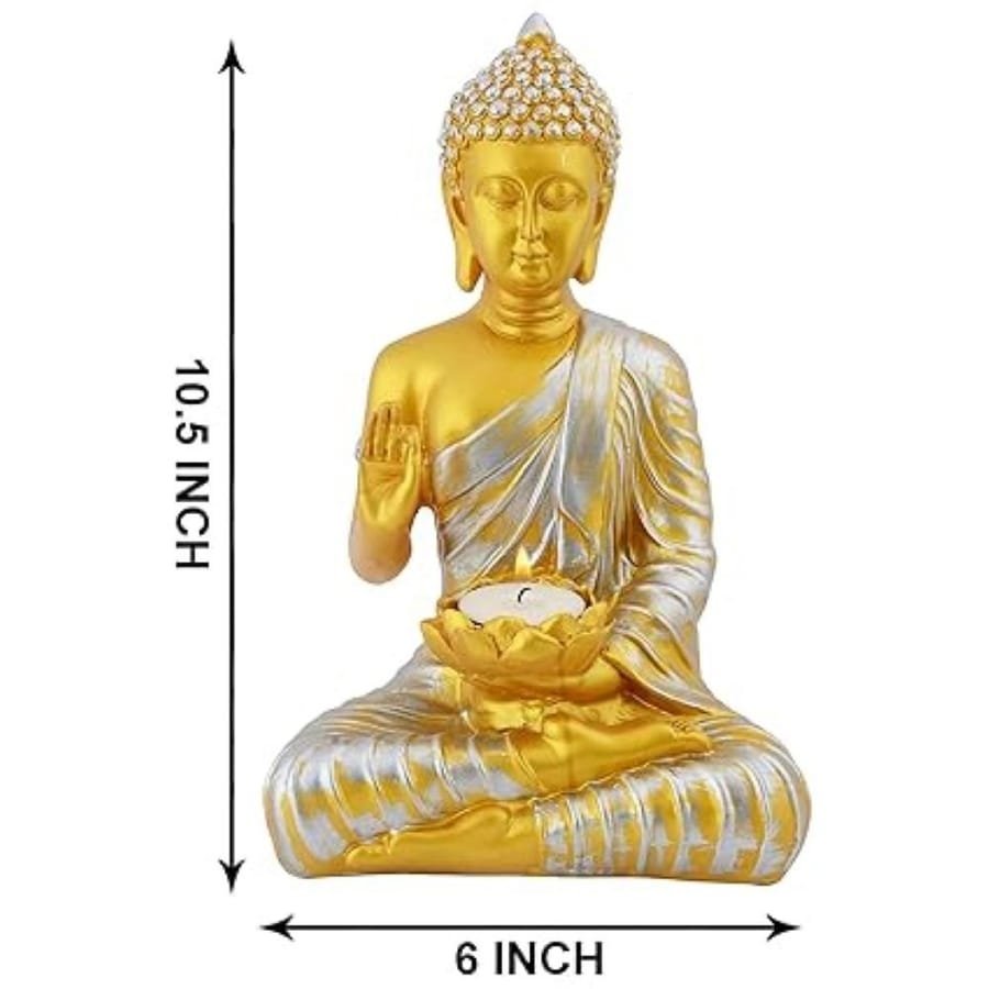 Resin Aashirwad Buddha Golden And Silver Statue photo 2