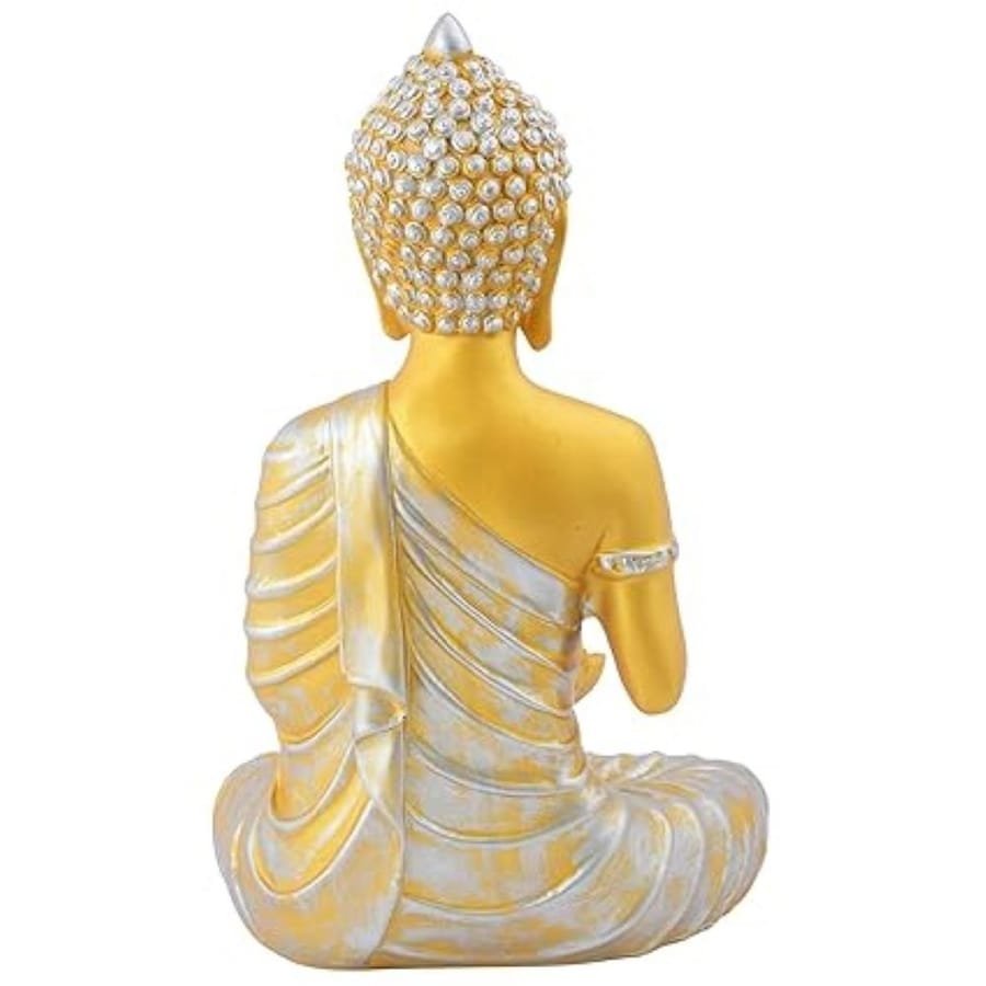 Resin Aashirwad Buddha Golden And Silver Statue photo 3