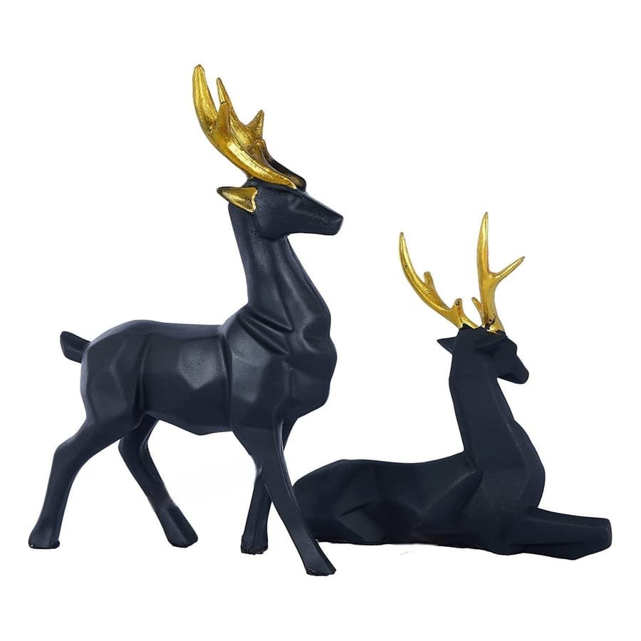 Handicraft Resin So of 2 Black Deer Showpiece for home decor Corporate Gifts, Wedding Gifts photo 2