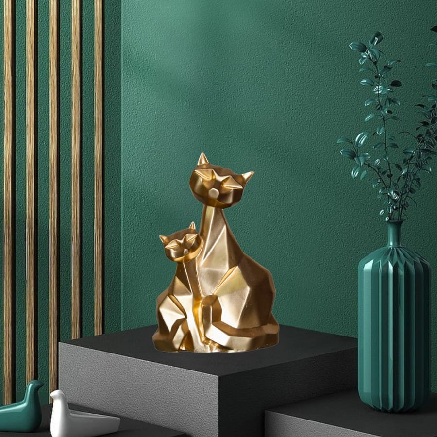 Handicraft Resin Golden Big Pair of Cat Showpiece fo home decor Corporate Gifts, Wedding Gifts
