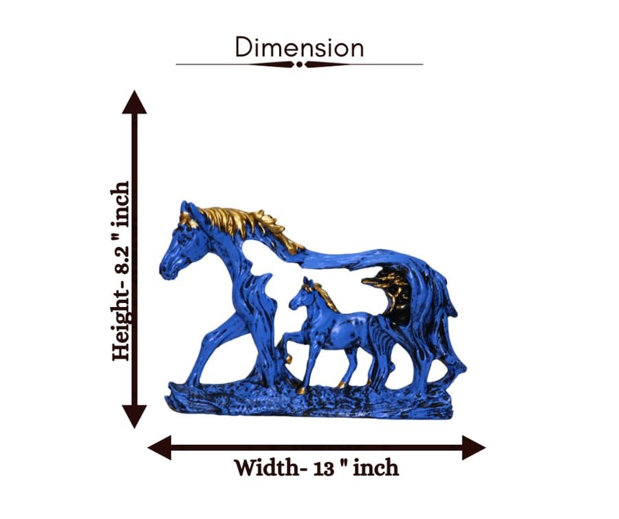 Resin Blue & Gold Wall Hanging Horse Showpiece Corporate Gifts, Wedding Gifts photo 2