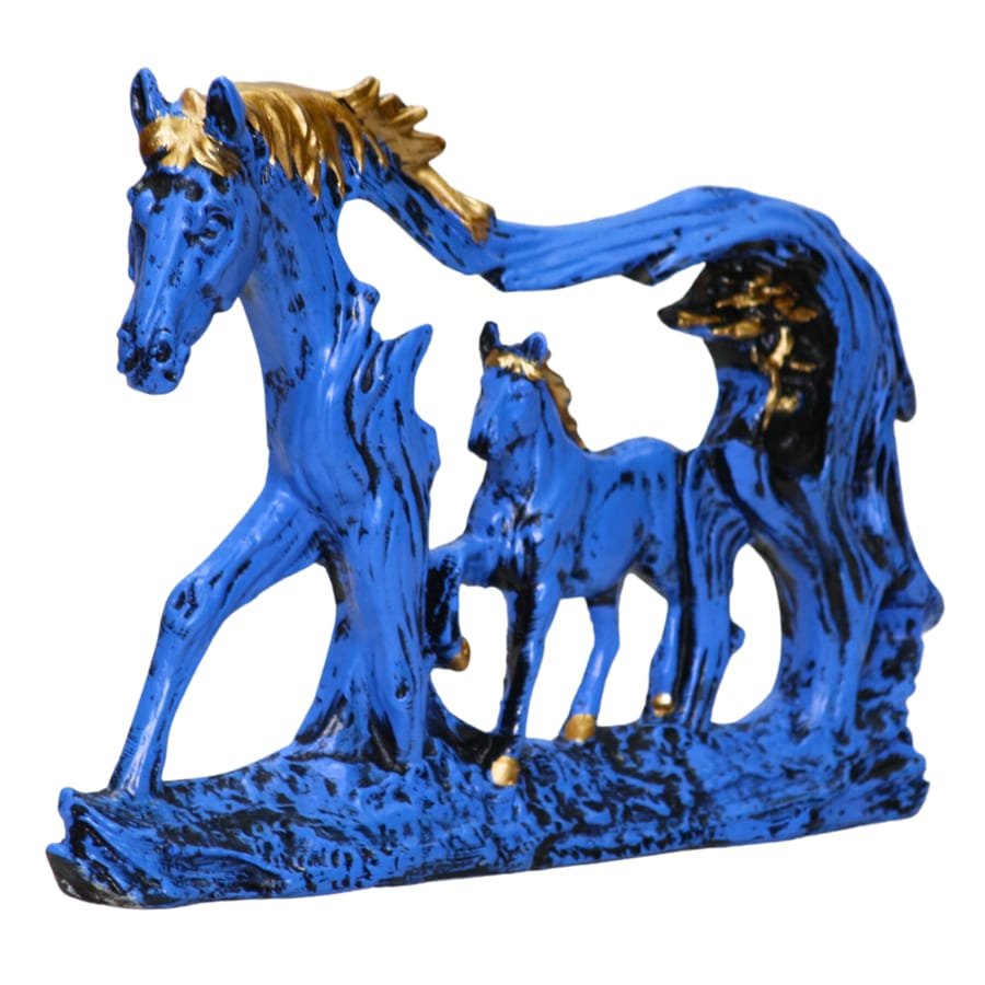 Resin Blue & Gold Wall Hanging Horse Showpiece Corporate Gifts, Wedding Gifts photo 3