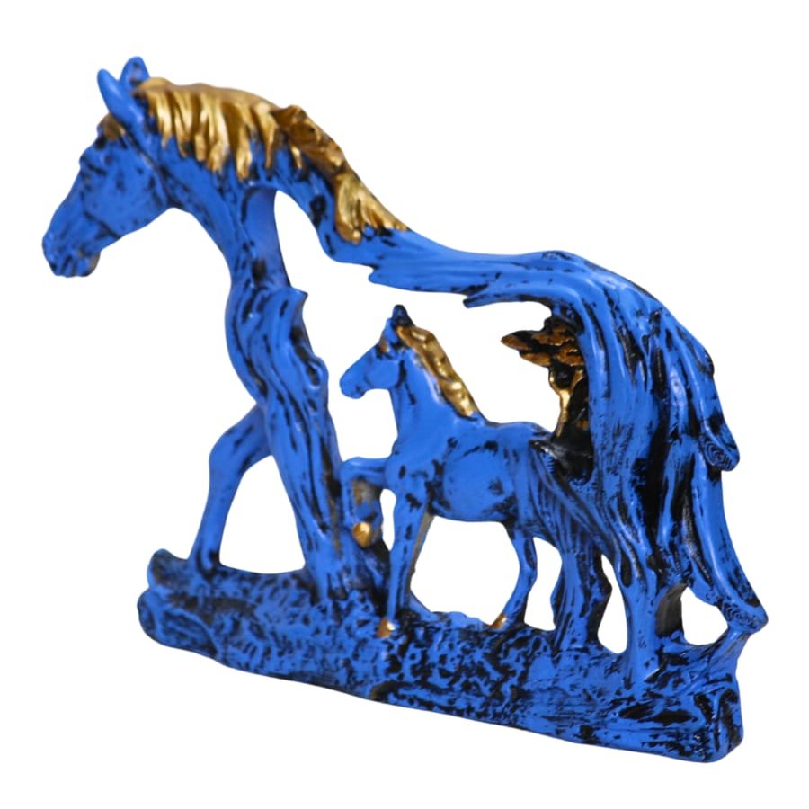 Resin Blue & Gold Wall Hanging Horse Showpiece Corporate Gifts, Wedding Gifts photo 4