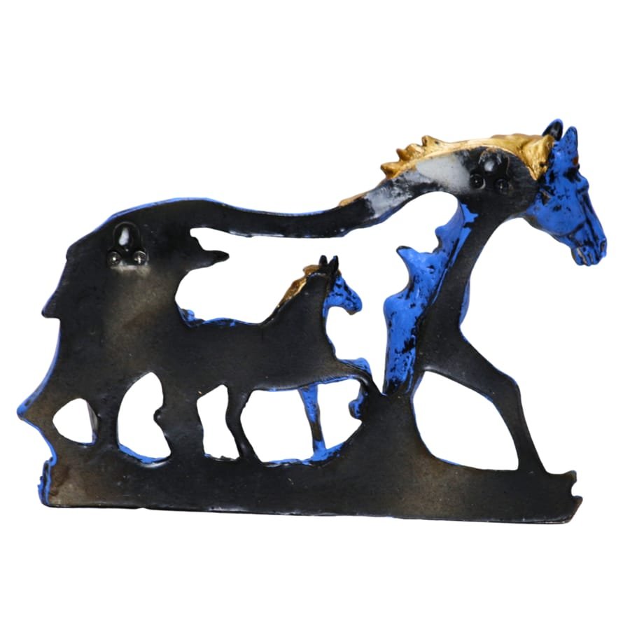 Resin Blue & Gold Wall Hanging Horse Showpiece Corporate Gifts, Wedding Gifts photo 5