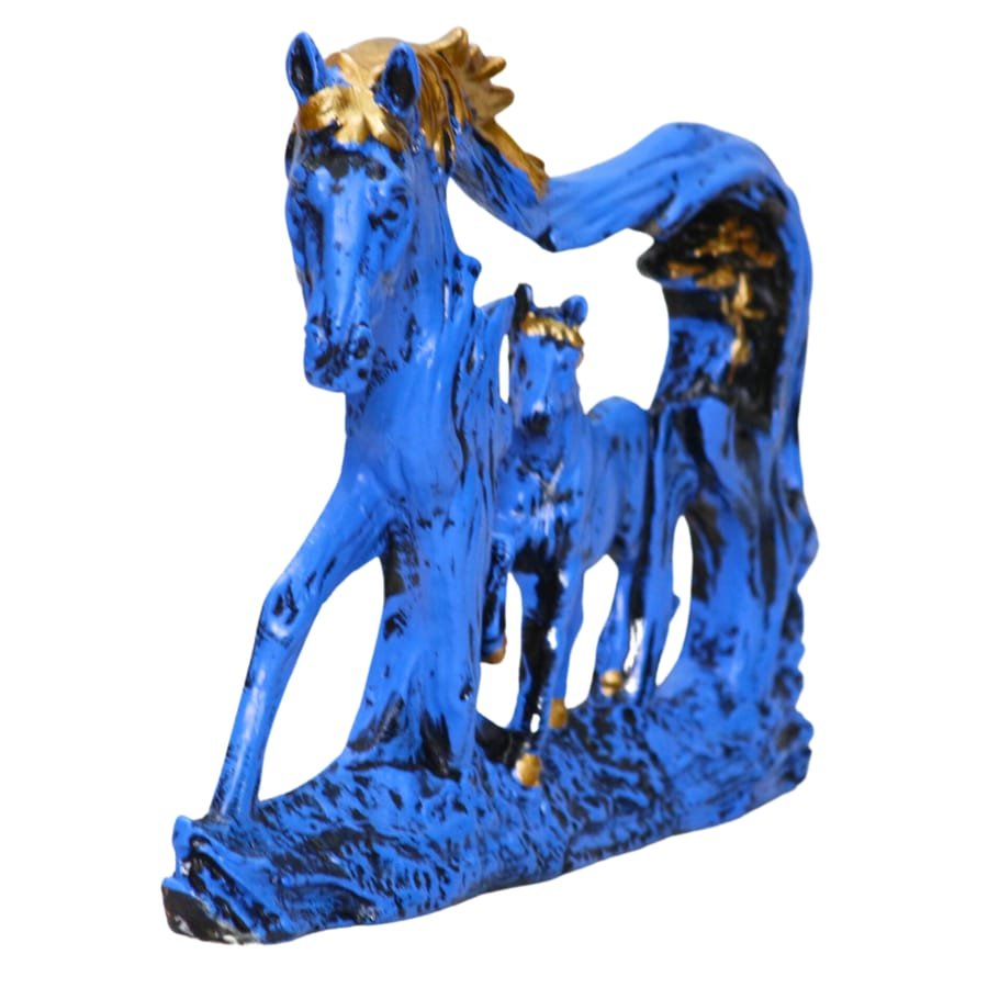 Resin Blue & Gold Wall Hanging Horse Showpiece Corporate Gifts, Wedding Gifts photo 6