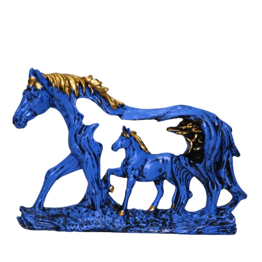 Resin Blue & Gold Wall Hanging Horse Showpiece Corporate Gifts, Wedding Gifts photo 7