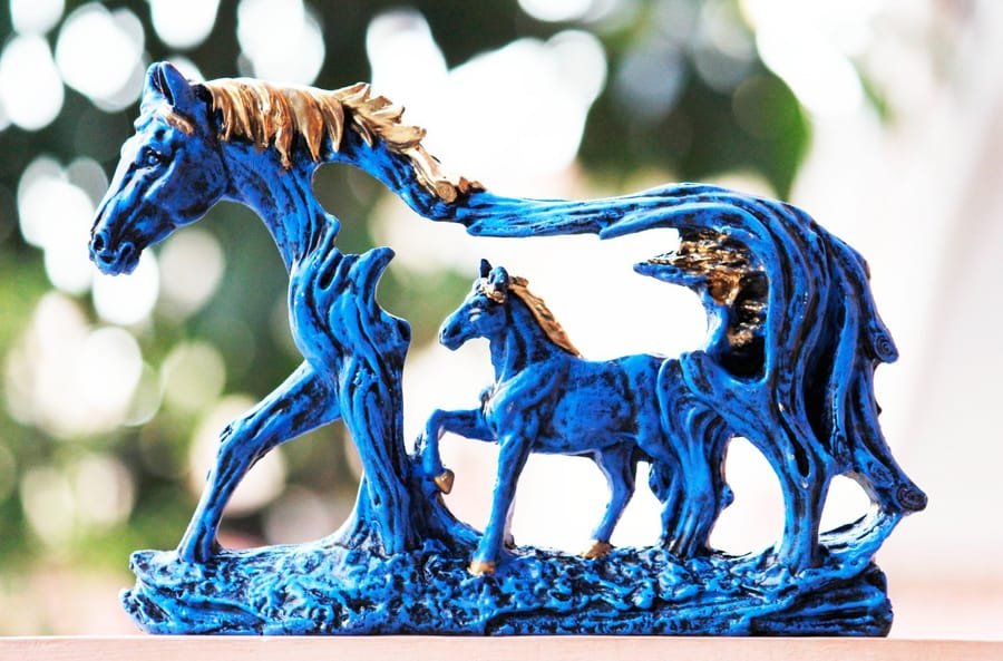 Resin Blue & Gold Wall Hanging Horse Showpiece Corporate Gifts, Wedding Gifts photo 8