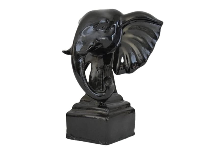 Polyresin Black Elephant Face On Base Statue, Home Decor Manufacturer And Wholesaler photo 5
