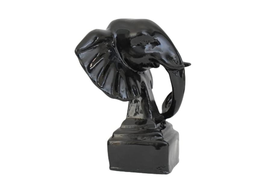 Polyresin Black Elephant Face On Base Statue, Home Decor Manufacturer And Wholesaler photo 6