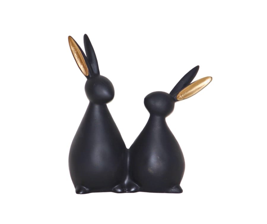 Handicraft Resin Black Pair of Rabbit Animal Showpiece for Home Decor Corporate Gifts, Wedding Gifts photo 2
