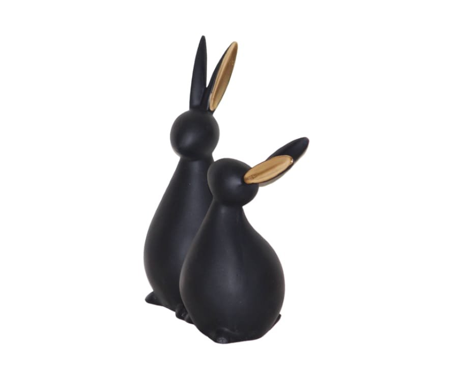 Handicraft Resin Black Pair of Rabbit Animal Showpiece for Home Decor Corporate Gifts, Wedding Gifts photo 3