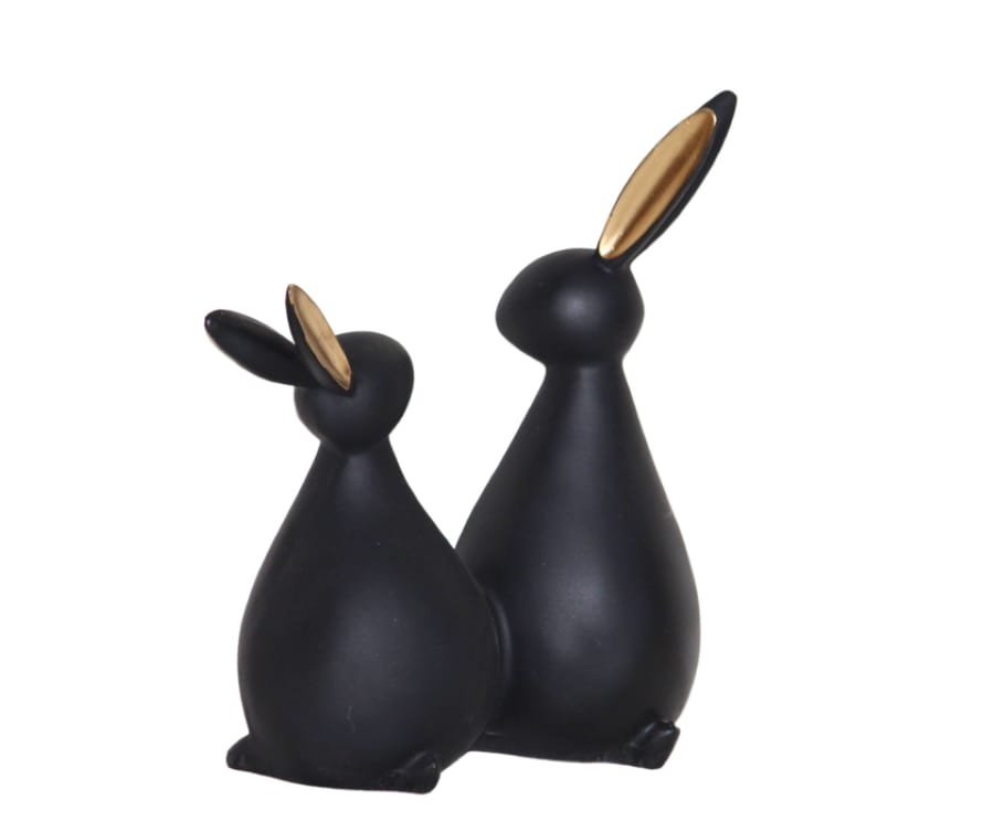 Handicraft Resin Black Pair of Rabbit Animal Showpiece for Home Decor Corporate Gifts, Wedding Gifts photo 4