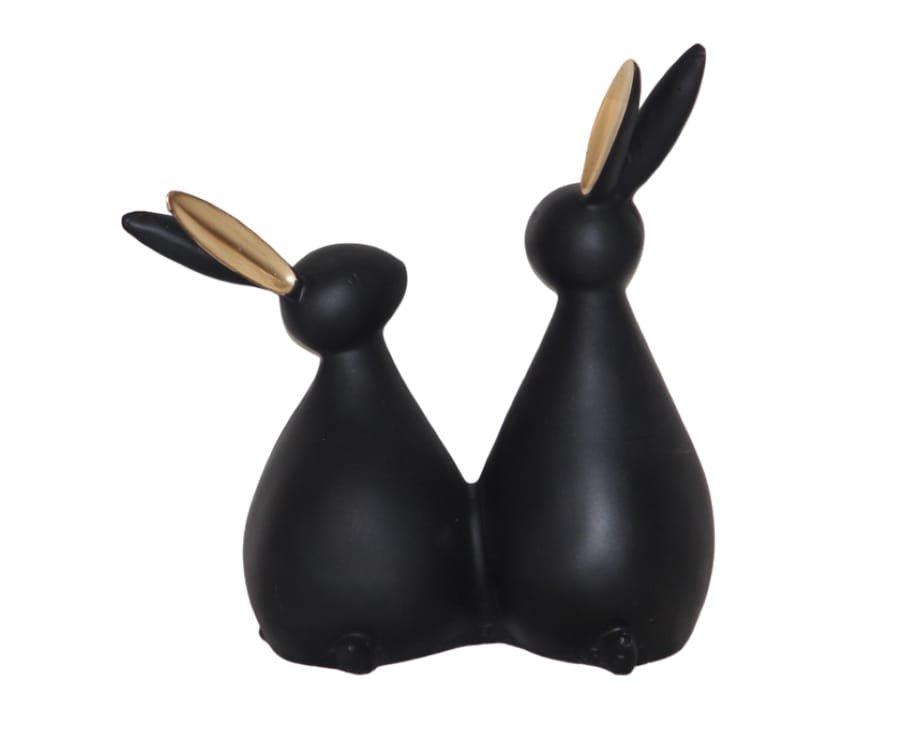 Handicraft Resin Black Pair of Rabbit Animal Showpiece for Home Decor Corporate Gifts, Wedding Gifts photo 5