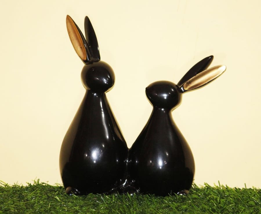 Handicraft Resin Black Pair of Rabbit Animal Showpiece for Home Decor Corporate Gifts, Wedding Gifts photo 6