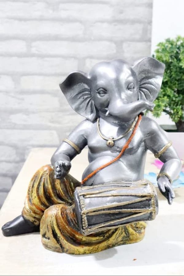Big Dholak Ganesh Resin Statue