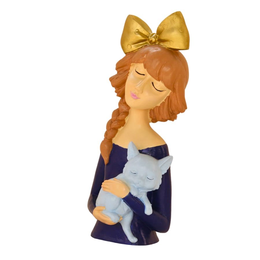 Resin Girl With Cat Showpiece Corporate Gifts, Wedding Gifts photo 4