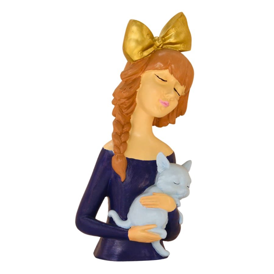 Resin Girl With Cat Showpiece Corporate Gifts, Wedding Gifts photo 7