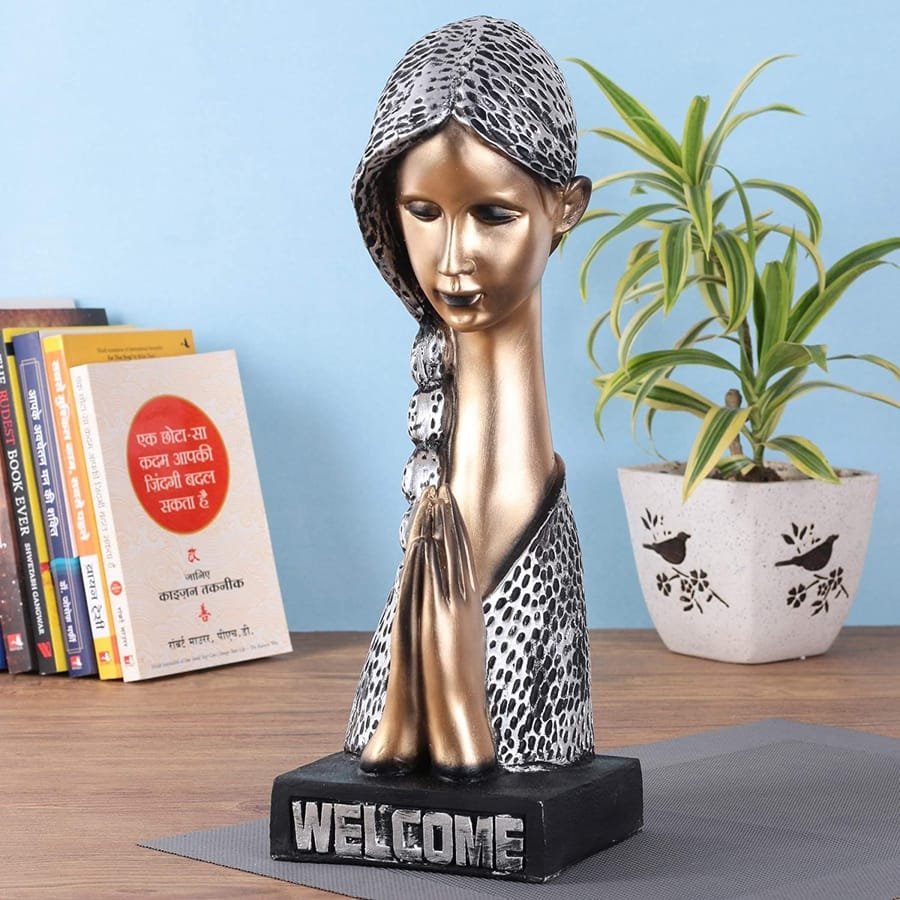 Welcome Silver Lady Statue Showpiece Corporate Gifts, WeddingGifts