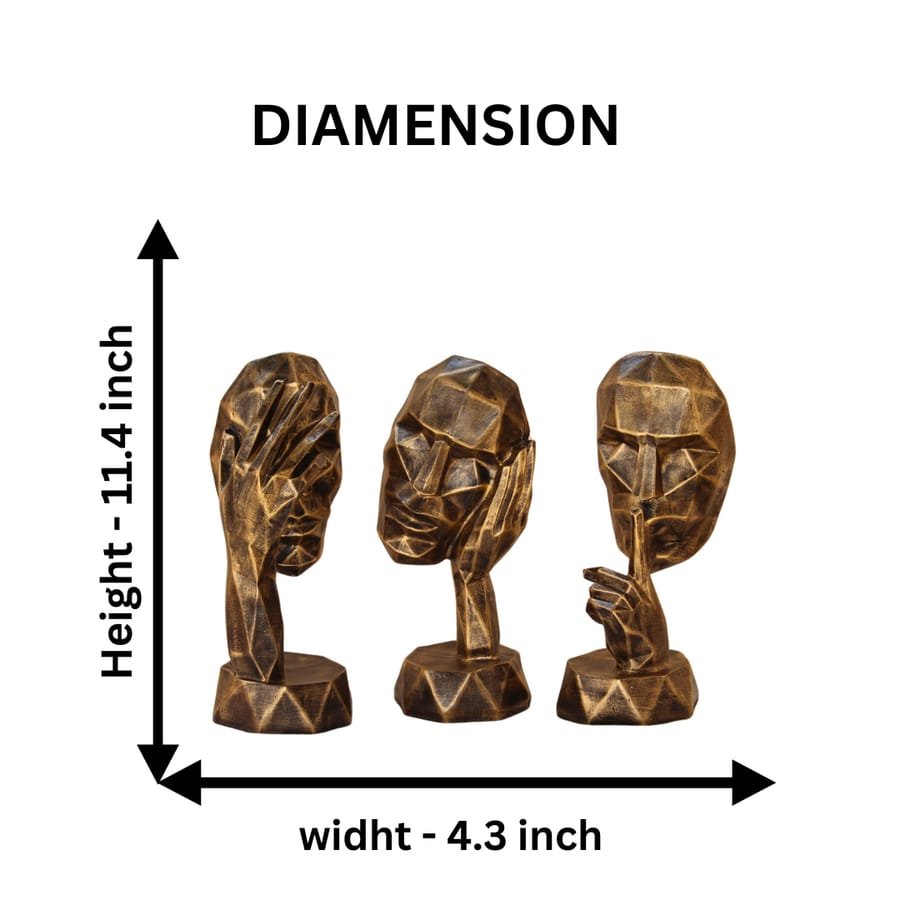 Resin Modern Art 3 Man Face Set Of 3 Statue Corporate Gifts, Wedding Gifts photo 2
