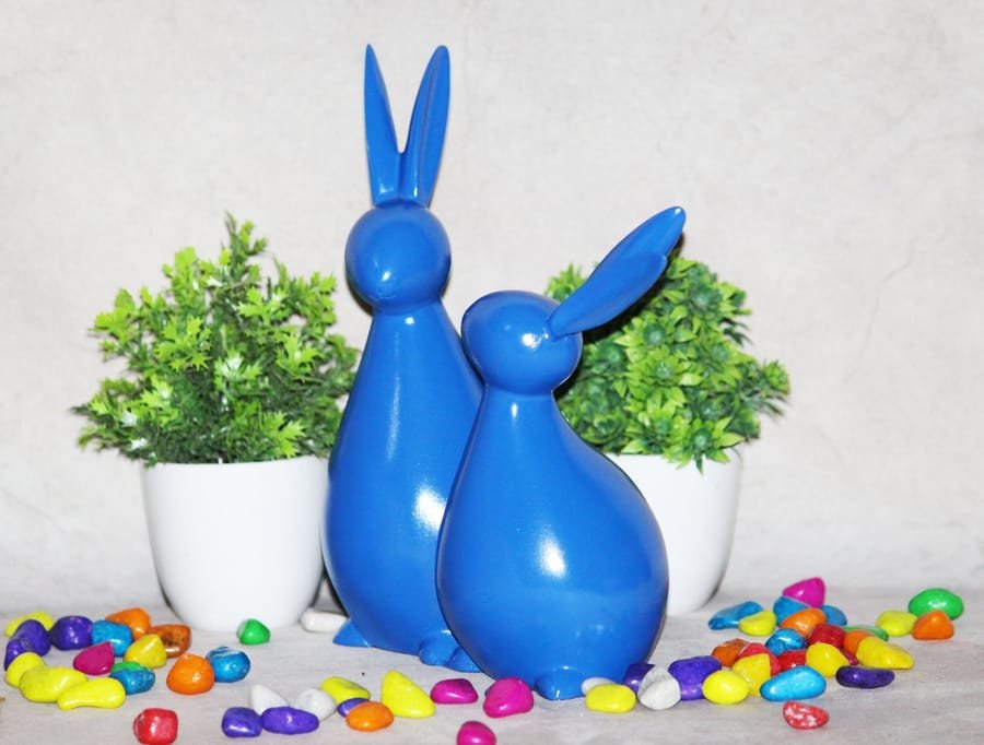 Handicraft Resin Blue Pair of Rabbit Showpiece for home decor Corporate Gifts, Wedding Gifts photo 2