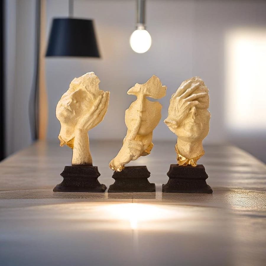 Home Decor Set Of 3 Polyresin Face Statue Corporate Gifts, Wedding Gifts