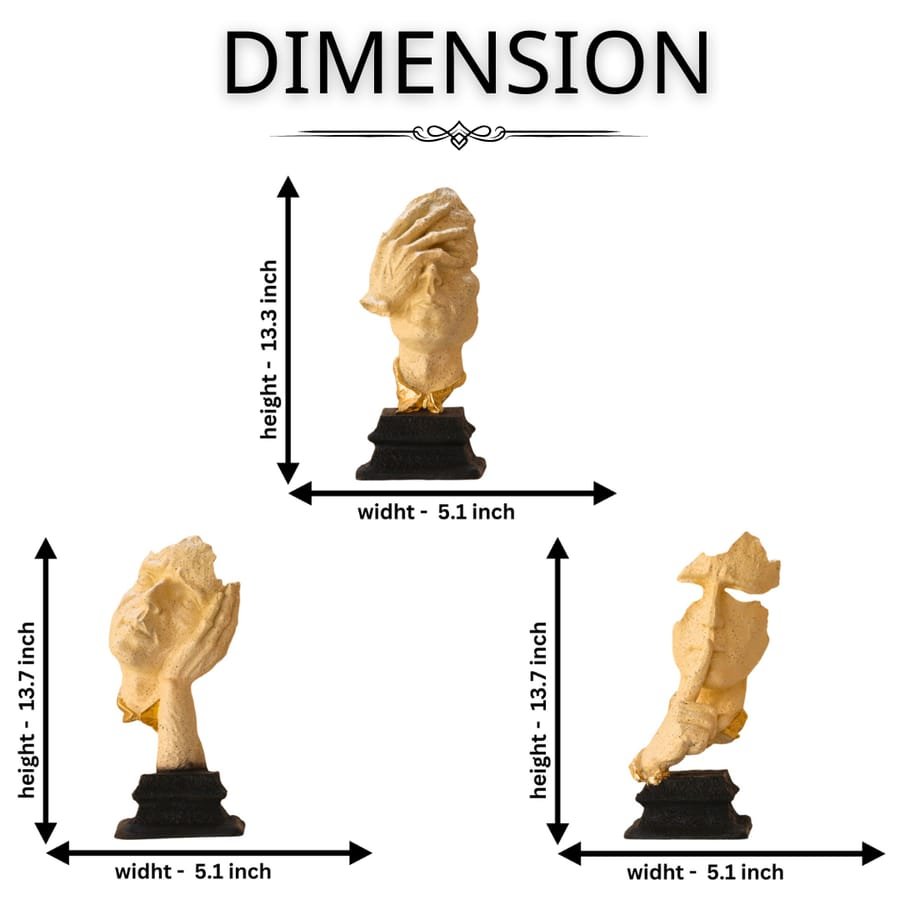 Home Decor Set Of 3 Polyresin Face Statue Corporate Gifts, Wedding Gifts photo 2