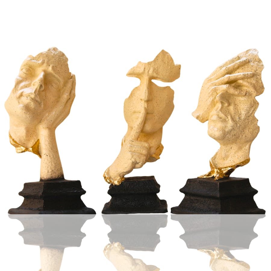 Home Decor Set Of 3 Polyresin Face Statue Corporate Gifts, Wedding Gifts photo 6