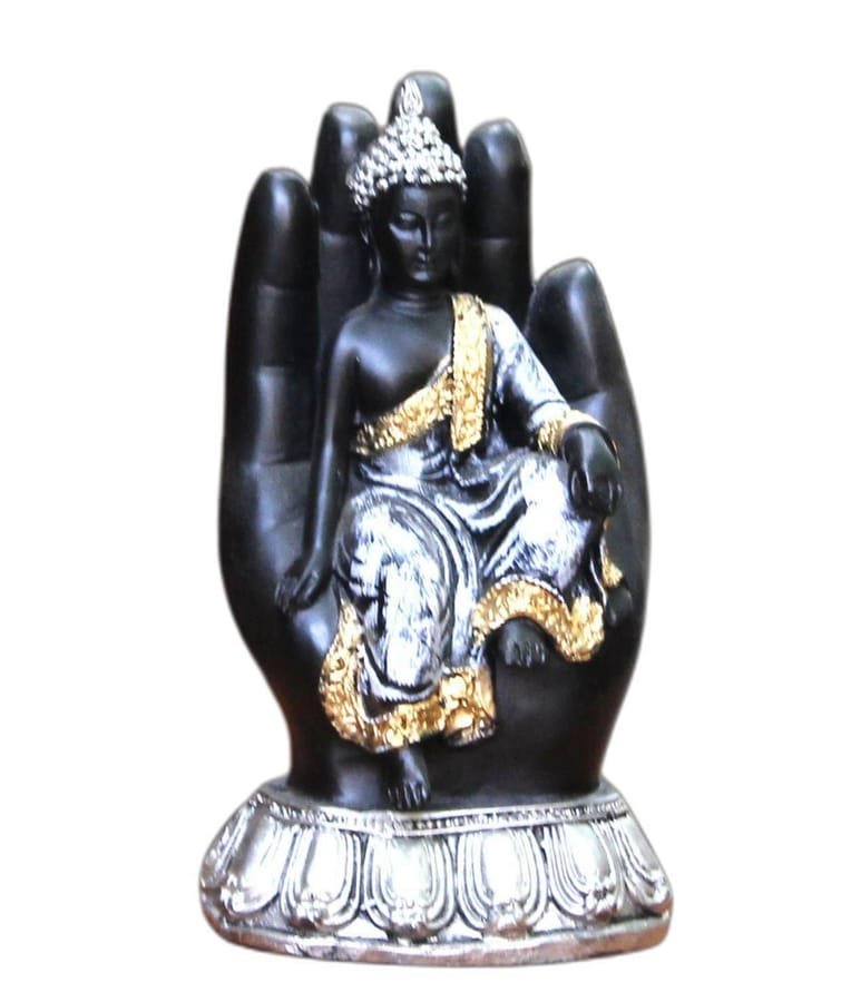 Handicraft Resin Black & Silver Antique Hand Buddha Statue for home decor