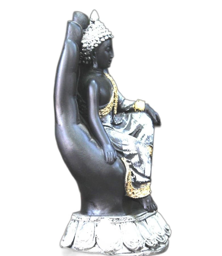 Handicraft Resin Black & Silver Antique Hand Buddha Statue for home decor photo 2