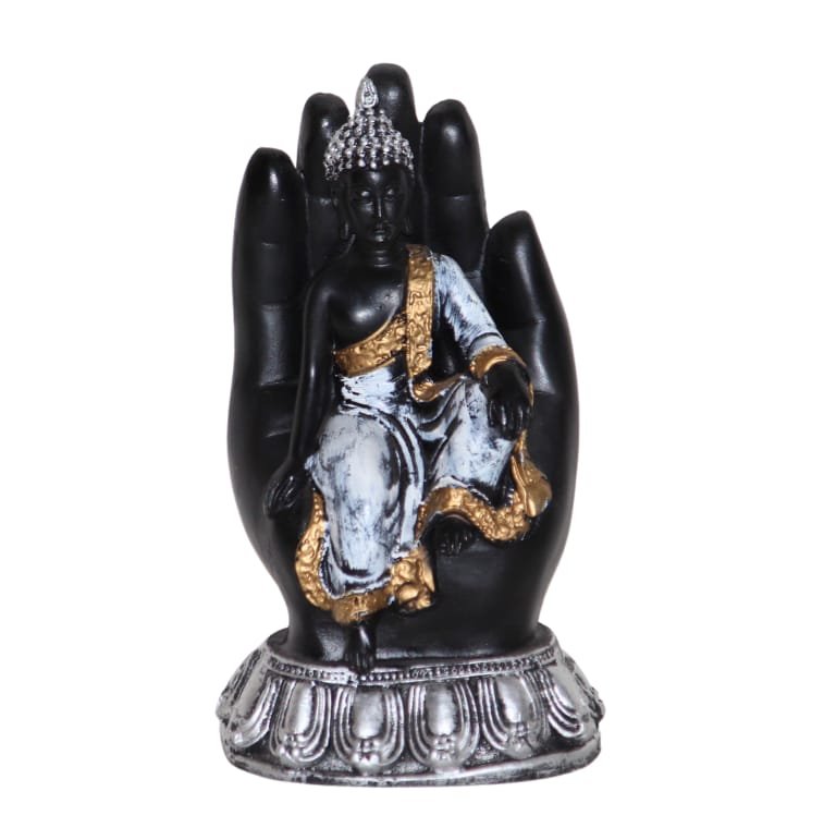 Handicraft Resin Black & Silver Antique Hand Buddha Statue for home decor photo 4