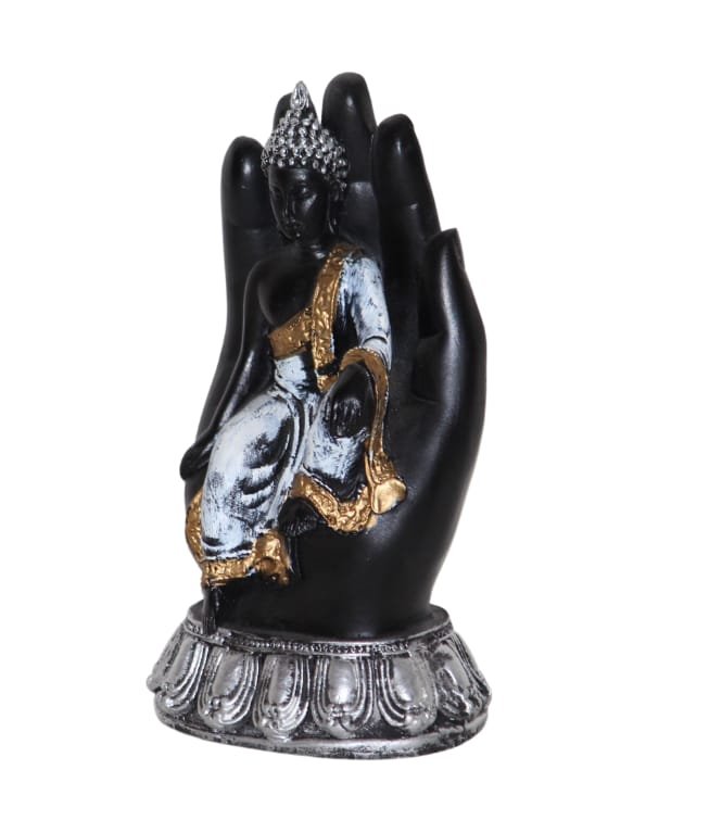 Handicraft Resin Black & Silver Antique Hand Buddha Statue for home decor photo 5