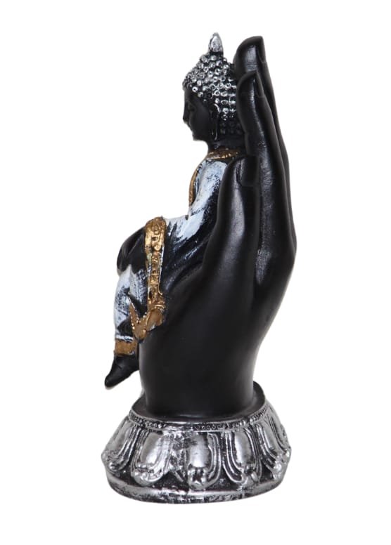Handicraft Resin Black & Silver Antique Hand Buddha Statue for home decor photo 6