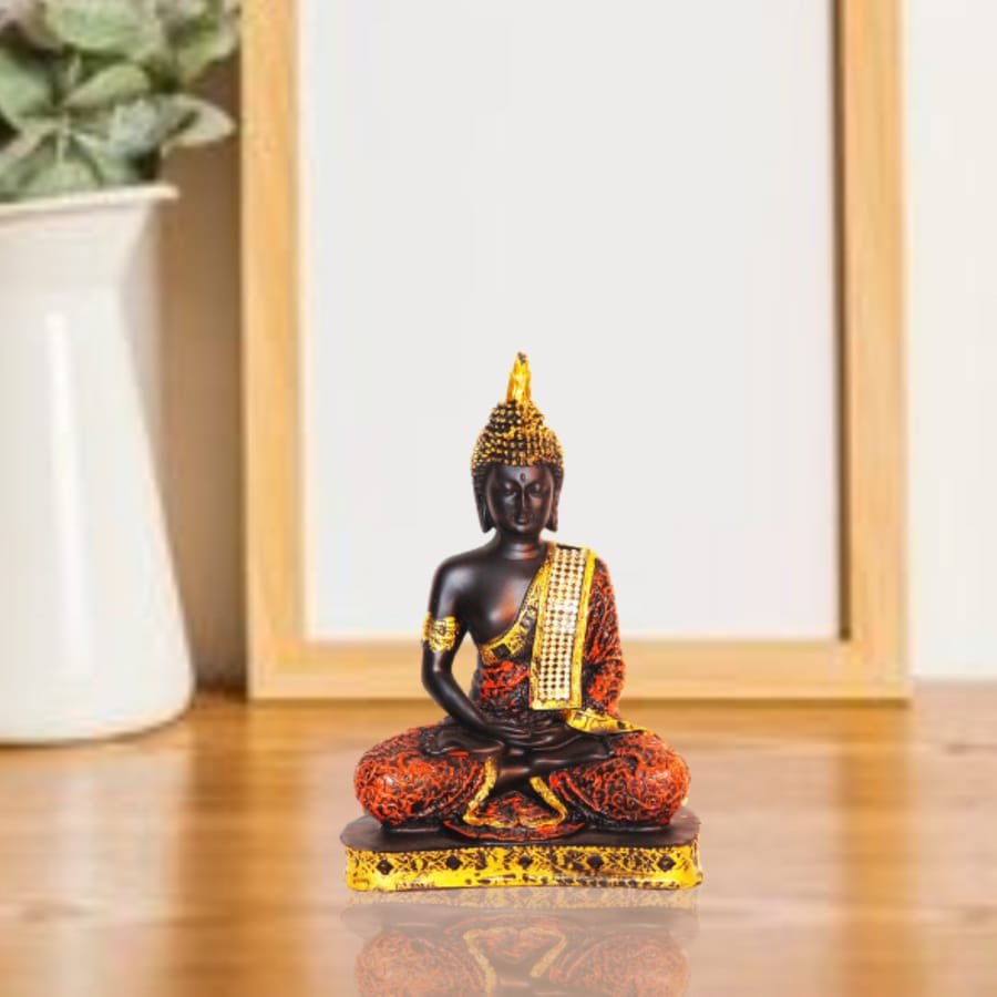 Red Meditation Buddha Statue