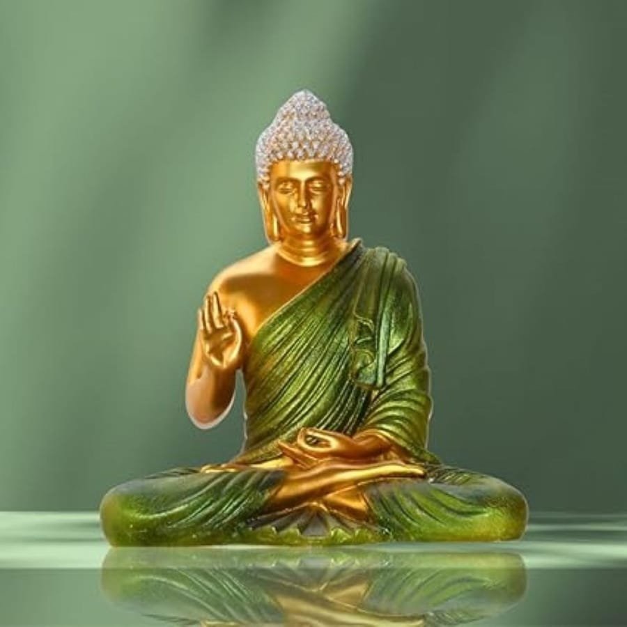 SMD 14 Bright Green Premium Resin Buddha Statue