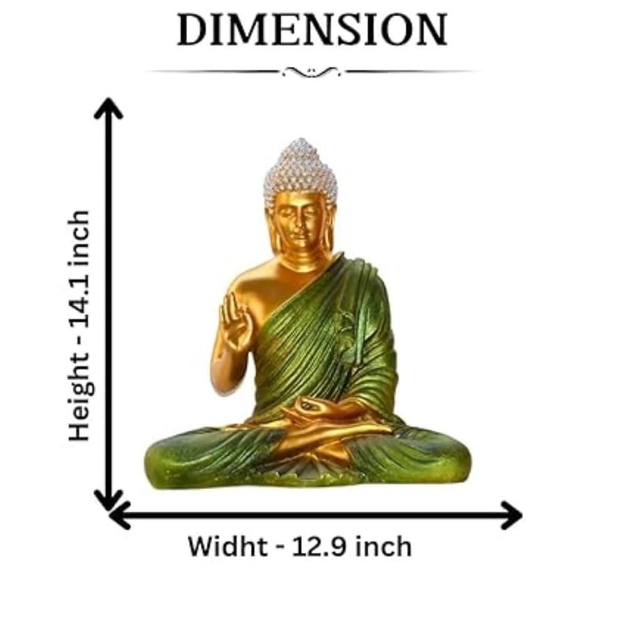 SMD 14 Bright Green Premium Resin Buddha Statue photo 2