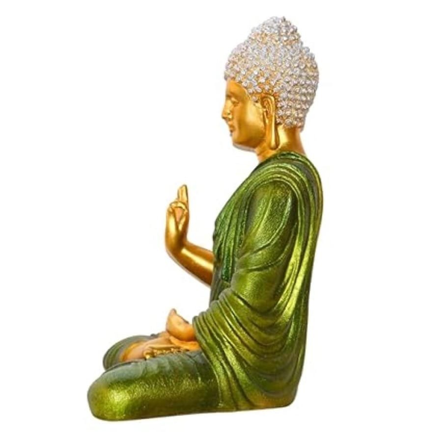 SMD 14 Bright Green Premium Resin Buddha Statue photo 3