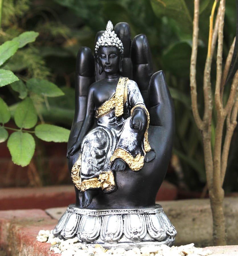 Palm Buddha Polyresin Showpiece