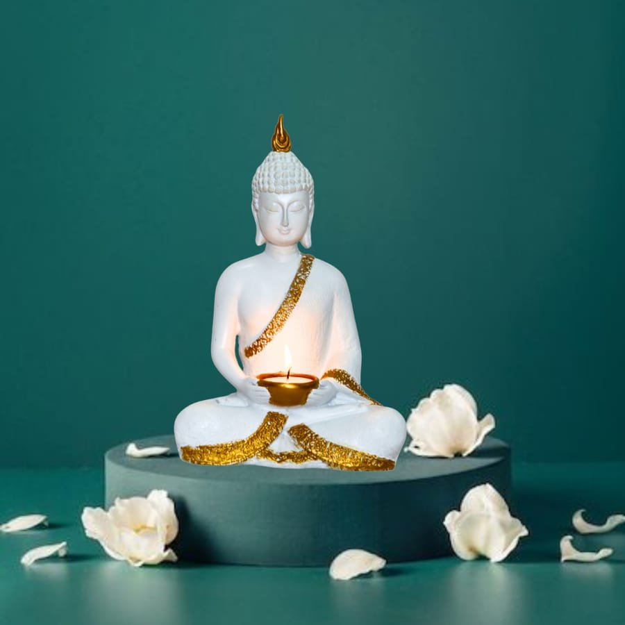 Resin Buddha with Diya Statue Corporate Gifts, Wedding Gifts