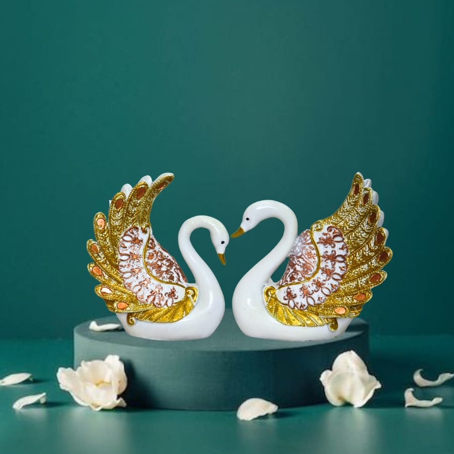 Swan/Duck Pair Showpiece Statue for table decor In Polyresin, Manufacturer And Wholesaler