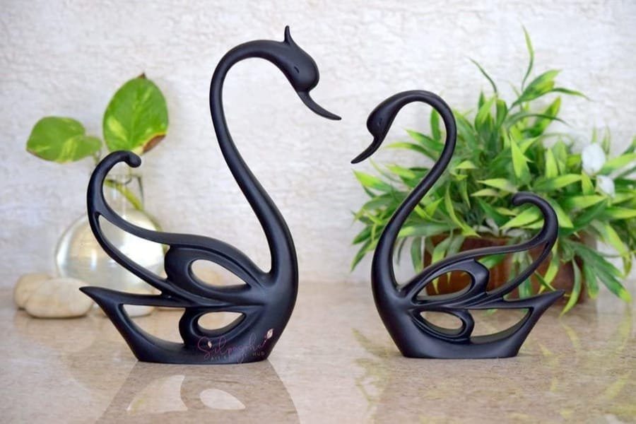 Swan Joda Black Polyresin Showpiece For Home Decor, Manufacturer And Wholesaler photo 5