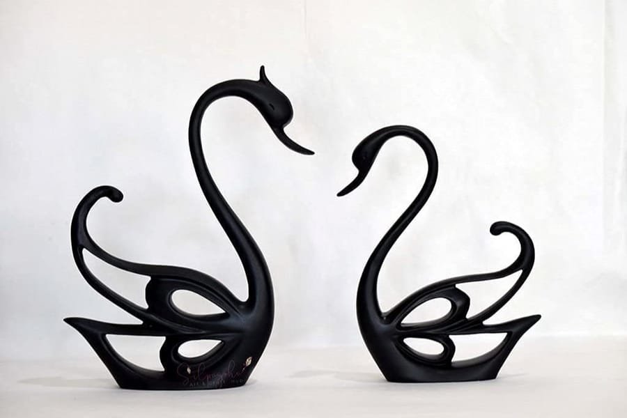 Swan Joda Black Polyresin Showpiece For Home Decor, Manufacturer And Wholesaler photo 6