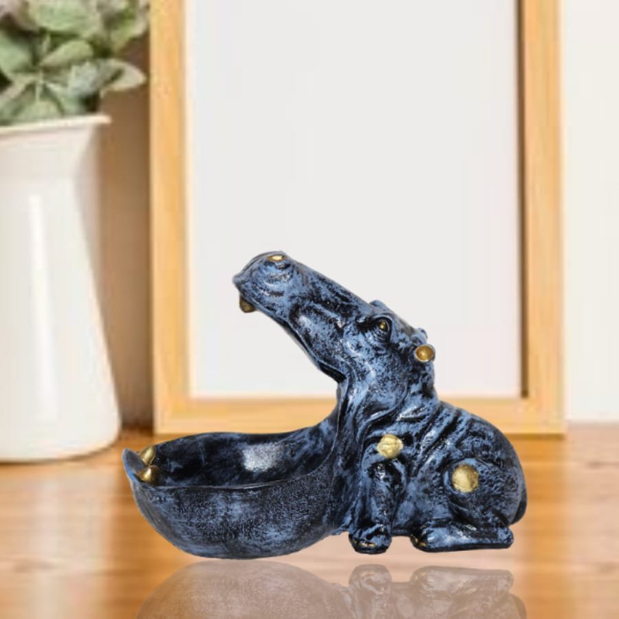 Handcrafted Resin Grey Hippo Statue for Storage home decoration items Corporate Gifts, Wedding Gifts