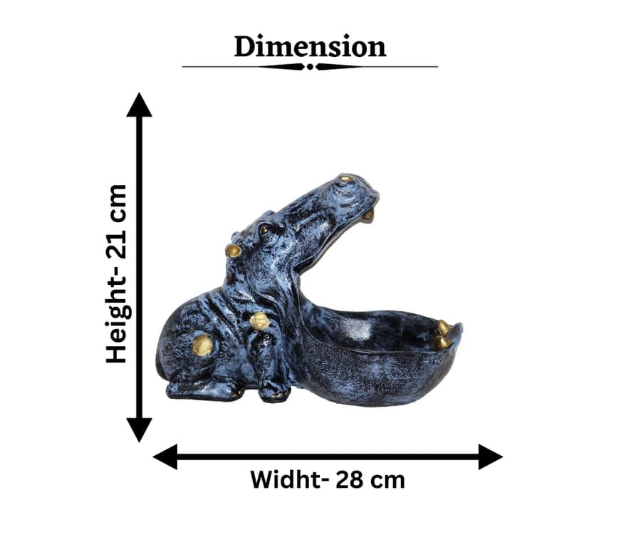 Handcrafted Resin Grey Hippo Statue for Storage home decoration items Corporate Gifts, Wedding Gifts photo 2