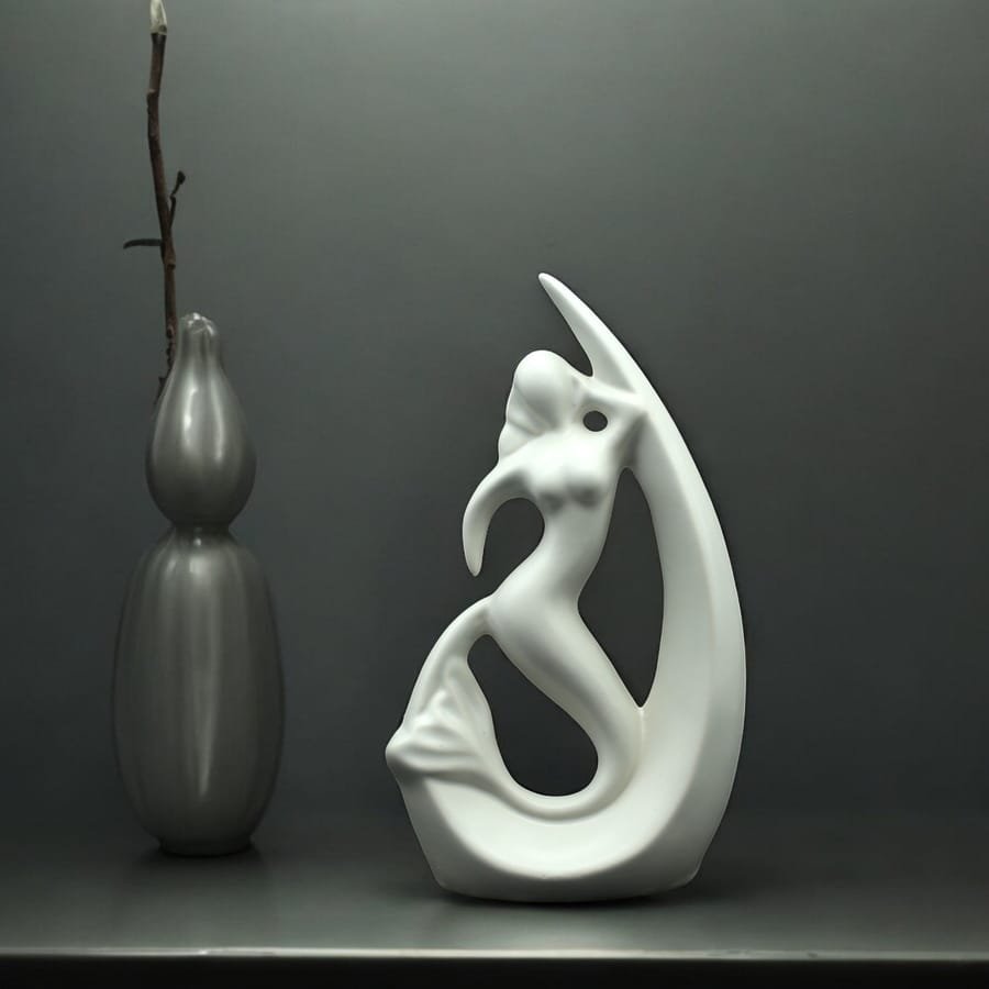 White Mermaid Shape Ceramic Home Decor Figurine, Manufacturer And Wholesaler
