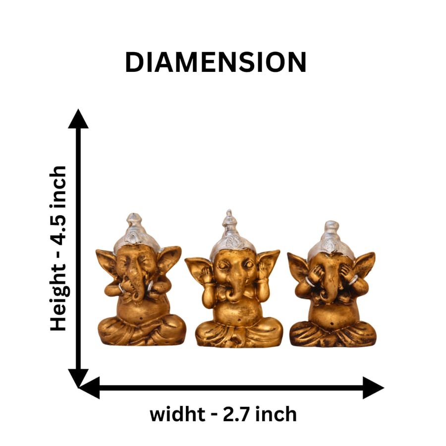 Set of 3 Lord Ganesh Statue Corporate Gifts, Wedding Gifts photo 2