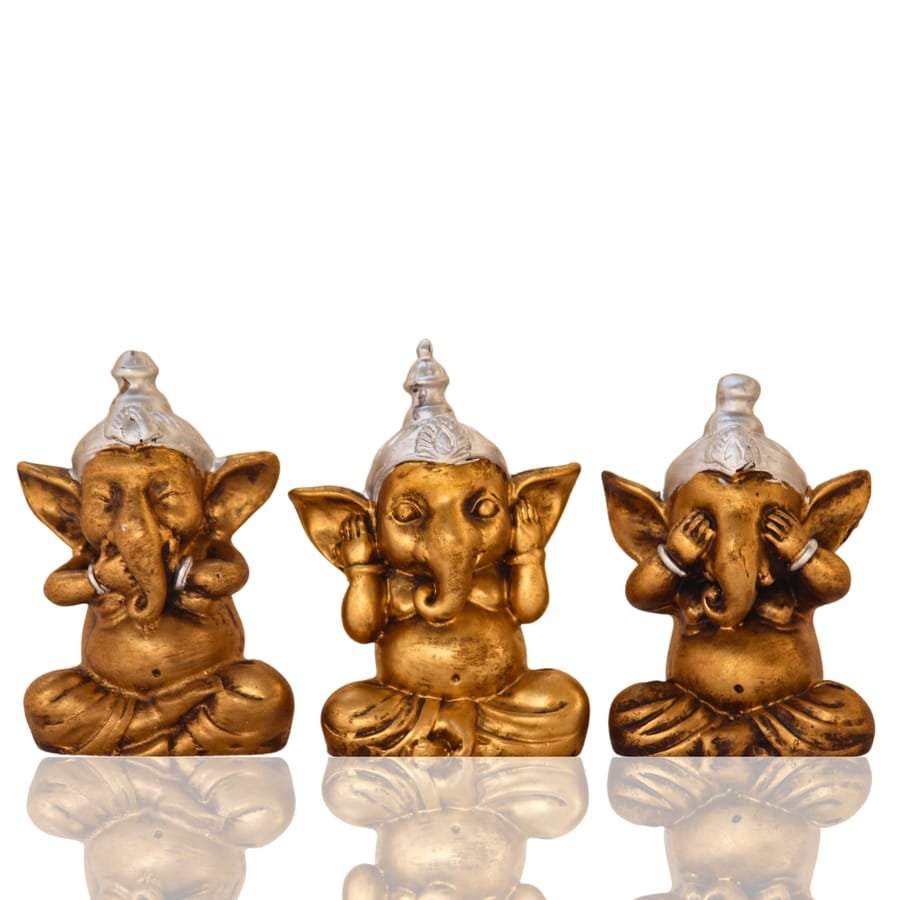 Set of 3 Lord Ganesh Statue Corporate Gifts, Wedding Gifts photo 3